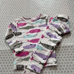 Carter's White Narwhal Print Pajama Set with Pink, Purple, Aqua Gray Size 12M
